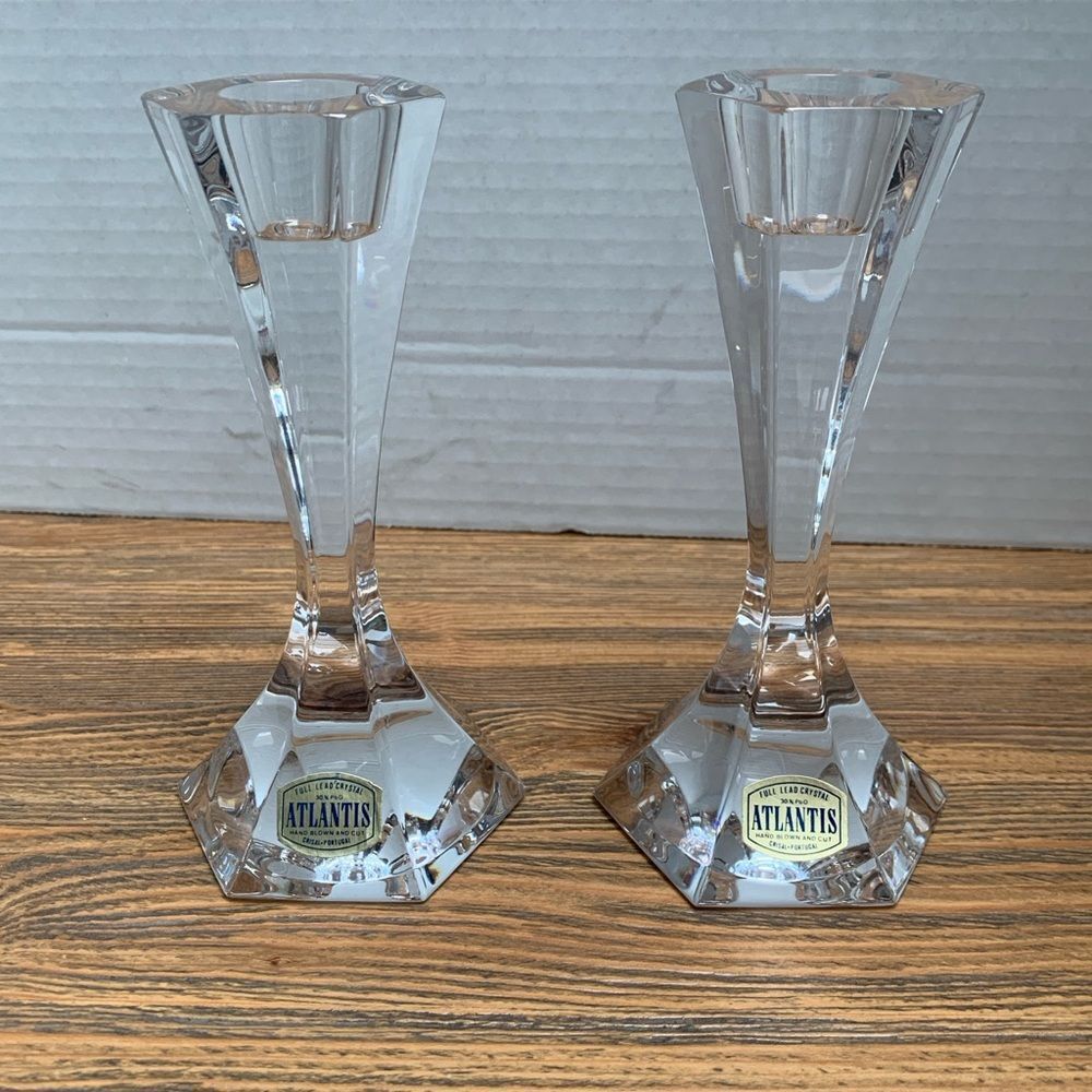 Atlantis Crystal Candle Holders Elegant Home Accents